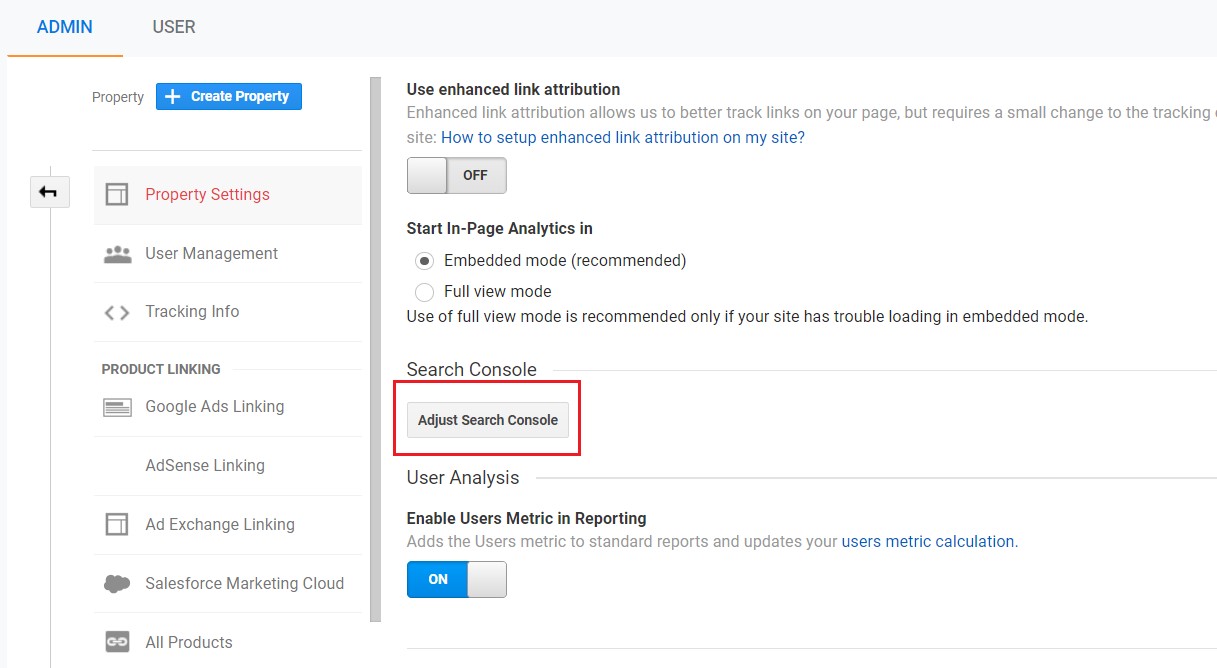 Linking Analytics and Search Adjust